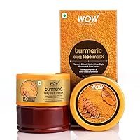 WOW Skin Science Turmeric Clay Face Mask - Brightening, Rejuvenating, Cleansing Masque for Even Complexion without Pimples, Blemishes & Blackheads - Bentonite & Kaolin Clay Facial Mask - 200 ml