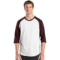 Sport-Tek Men's 3/4 Raglan Sleeves Colorblock Jersey_White/Maroon_Medium