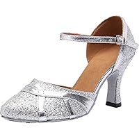 Womens Glitter Professional Latin Dance Shoes Ballroom Pumps Closed Toe Jazz Salsa Tango 7.5cm Kitten Heels Soft Sole Customized HEE