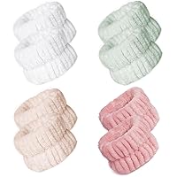 4 Pairs Wrist Spa Washband Soft Microfiber Wrist Washband Wrist Wash Towel Band for Washing Face Makeup Women Girls Ladies Prevent Water Wet Your Arm