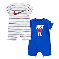 Nike Baby Boy Just Do It Romper 2 Piece Set (Royal Blue(56H942-001)/White, 3 Months, 3_Months)