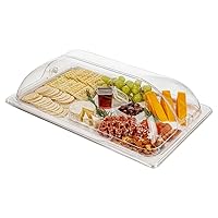 Restaurantware Cater Tek 21 Inch Polycarbonate Plate Cover 1 Shatterproof Dish Cover - Dishwashable For 21 Inch Plates Clear Plastic Tray Cover Flap Handle Design Endures Up To 210F