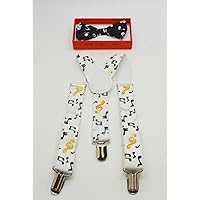 Cute Suspender and Black Music Notes Bow Tie for Toddler Baby Boys Girls