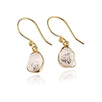 Guntaas Gems Uncut Herkimer Diamond Brass Gold Plated Bezel Setting Drop Dangle Earrings Fashionable Drop Earrings Gift
