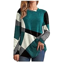 RMXEi Women's Thin Geometric Long Sleeve Print Loose Sweatshirt