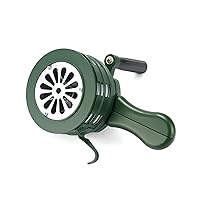 QWORK Hand Crank Siren Horn, Hand Loud Crank, Emergency Safety Manual Siren, Portable Hand Held Siren Horns Alarm, Green