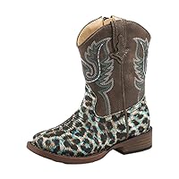 ROPER Toddler Girls Glitter Leopard Square Toe Casual Boots Mid Calf - Brown
