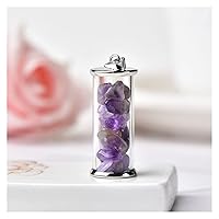 XN216 1PC Natural Crystal Quartz Wishing Bottle Pendant Necklace for Women Healing Stone Mineral Jewelry Pendants Reiki Jewelry Gift Natural (Color : Amethyst)
