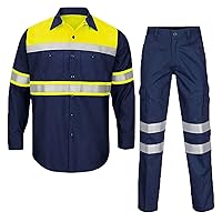 GMOIUJ Cotton Work Clothing Long sleeves reflective Safety working Uniform Construction Worker Coverall Electric