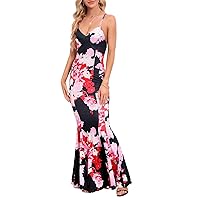 Women's Sexy Slim-fit Wrap Hip Strap Fishtail Skirt Solid Color Bohemian Floral Skirt Blossoms Strap Dress