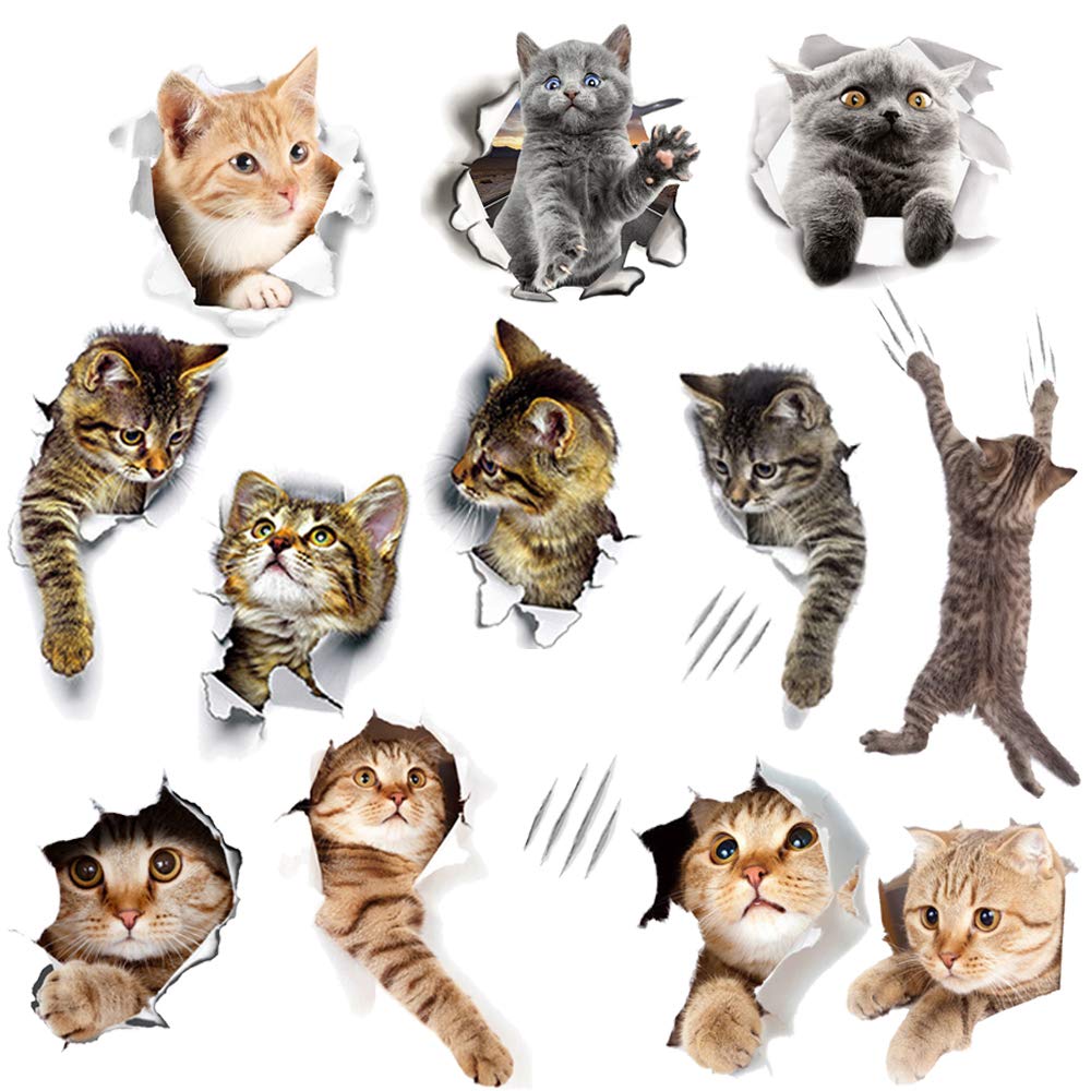 Mua WMdecal 12PCS Removable 3D Cartoon Animal Cats Vinyl Wall Stickers Easy  to Peel and Stick Cute Cat Wallpaper Murals for Nursery Room Toilet Kitchen  Offices trên Amazon Mỹ chính hãng 2023 |