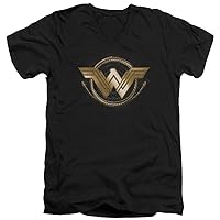 Mens Wonder Woman Movie T-Shirt Lasso Logo Slim Fit V-Neck Shirt