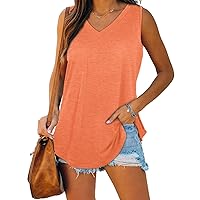 XIEERDUO Womens Tank Tops V Neck Basic Solid Color Casual Flowy Summer Sleeveless