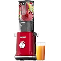 Whole Fruits Cold Press Juicer Machines, 4.3-inch (110mm) Powerful Wide Mouth Slow Masticating Juicer with Large Feed Chute for Vegetables and Fruits, Easy to Clean, Red