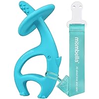 Baby Teething Toys for Babies 3-12 Months with Attachment to Clip, Mombella Elephant Baby Teether Toys 6 Month Old, Soft Silicone Infant Chew Toy 9 Months Teething Relief, Ideal Newborn Gifts, Blue