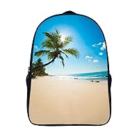 Hawaii Tropical Beach 16 Inch Backpack Lightweight Back Pack with Handle and 2 Compartments Daypack Funny Prints Design Laptop Bag