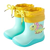 Toddlers Children Dinosaurt Cartoon Character Rain Shoes With Warm Bundle Muzzle Rain Shoes Boys Size 1 Baby Girl Shoes