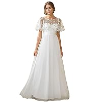 Ever-Pretty Women's Customized Generous Sequin A Line Short Sleeves Embroidered Floor Length Evening Dresses