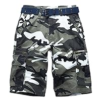 Men's Camo Cargo Shorts Relaxed Fit Multi-Pocket Outdoor Camouflage Cargo Shorts Five Cents Pants