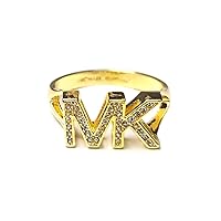 Michael Kors Women's MK Crystal Logo Band Ring Gold