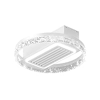 Modern Ceiling Fan With Light Flush Mount Reversible 6 Speeds Vaneless Fan Dining Room Lighting Furniture White No. 2 One size