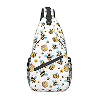 Cartoon Bee Pattern Cross Chest Bag Diagonally Travel Backpack, Light Travel, Hiking Single Shoulder Bag