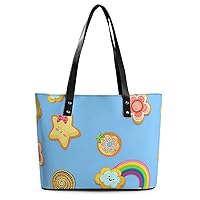 Womens Handbag Rainbow Star Flower Leather Tote Bag Top Handle Satchel Bags For Lady
