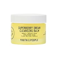 Youth To The People Superberry Dream Cleansing Balm for Face - Hyaluronic Acid Hydrating Facial Cleanser + Makeup Remover Balm with Moringa Oil, Acai - Paraben + PEG Free Travel Size (0.95oz)