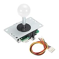 PATIKIL Ball Top Game Joystick Classic 8-Way Adjustable Competition Style Self-Reset White with Harness for Gaming Cabinet Button Kit