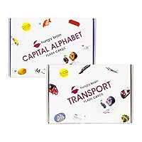 hungry brain Capital Alphabet &Transport Flash Cards for Kids I A5 Size, 48 Flash Cards for Babies 3 Months to 6 Years I Early Learning Material to Develop Attention, Focus of Children