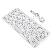 Junluck Wired Gaming Keyboard Ultra-Slim USB Wired Keyboard Mini Ergonomic Computer Keyboard with 78 Keys for Windows/Desktop/Laptop/PC, Plug and Play & Waterproof(White)