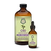 Salad Lovers Kit -16oz and 2oz Organic Extra Virgin Olive Oil, 99.99% Pure c60 Carbon Fullerenes, Lift the Oxidative Burden at the Cellular Level, Optimize Mitochondrial Funtion