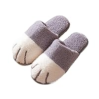 Cute women's cat paw plush slippers winter soft and warm indoor slippers home slippers