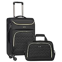 Coolife Luggage Carry On Luggage Suitcase Softside Wheeled Luggage Lightweight Rolling Travel Bag (Black, Carry-On 20-Inch)