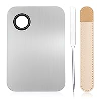 G2PLUS Makeup Mixing Palette, Korean Makeup Spatula and Foundation Palette Stainless Steel Cosmetic Makeup Palette with Picasso Spatula for Foundation, Eye Shadow, Eyelash, Nail Art and Concealer