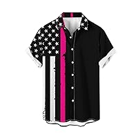 Mens Fourth of July Casual Shirt Patriotic Independence Day Shirts for Men American Flag Button Down Tees Top