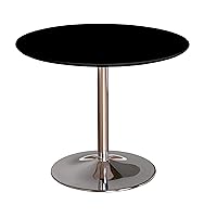 Target Marketing System Pisa Round Dining Table with Chrome Plated Base, Modern Retro Kitchen Furniture for Small Spaces, Condos and Apartments, 35.4
