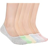 Women's Casual No Show Socks Athletic Cotton Liner Socks Anti-Slip Ladies Stockings Thin Low Cut Socks Candy Color 6 Pairs