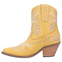 Dingo Womens Primrose Metallic Embroidered Floral Snip Toe Casual Boots Ankle Mid Heel 2-3