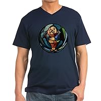 Men's V-Neck T-Shirt (Dark) Stained Glass Mother and Child