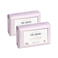 Fer à Cheval Organic French Lavender Bath Soap Bars, 125g Pack of 2 - Energizing Lavender Scent, Natural Gentle Perfumed Marseille Soap with Argan Oil & Shea Butter