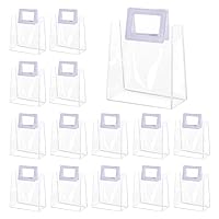 Yolyoo 15 Pack Clear Gift Bags with White Handles Transparent PVC Gift Wrap Bags Plastic Tote Bags Reusable Shopping Bags for Bridal Party,Wedding,Baby Shower,Birthday Party 7 x 8 x 4 Inch (7 x 8 x 4