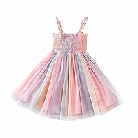 Girls' Summer Floral Sling Colorful Mesh Stitching Dress is Suitable for Children 2 to 7 Clothes Girl 6