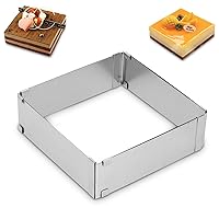Square Cake Mold Ring, 6 to 11 inch Adjustable Stainless Steel Mousse Cake Ring Square Cookie Cutter Pastry Baking Mold for Birthday Cake, Party Dessert, Tiramisu
