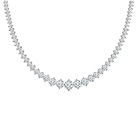 11CT Round Cut D/VVS1 Diamond Graduated Tennis Necklace 14K White Gold Over 925 Sterling Silver Womens