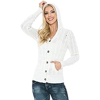 Cardigan Sweaters for Women,Hooded Sweaters for Women,Long Sleeve Open Front Buttons Knit Cardigan for Women