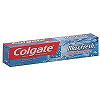 Colgate MaxFresh Fluoride Toothpaste with Mini Breath Strips + Whitening: Cool Mint (Pack of 2)