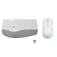 DeLUX Wireless Ergonomic Keyboard GM901D and Gaming Mouse M800PRO3370 White