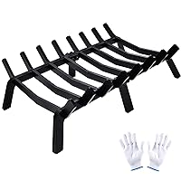 Fireplace Grate 24in Heavy Duty - Fireplace Grate for Inside Fireplace, Firewood Log Rack Holder, Fireplace Accessories, Chimney Hearth Wood Stove Burning Indoor, 8 Bars Fire Pit Grate for Outdoor