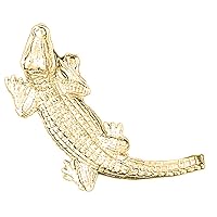 18K Yellow Gold Alligator Pendant, Made in USA